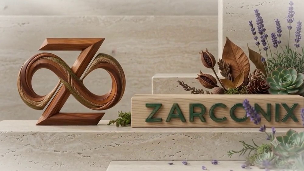 Símbolo Zarconix — infinito tallado en madera